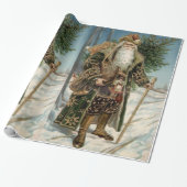 Vintager Weihnachtsmann 3 Geschenkpapier (Ungerollt)