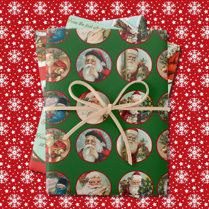 Vintager Weihnachtsmann 3 Weihnachten Geschenkpapier Set