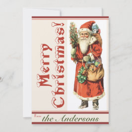 Vintager Weihnachtsmann 5 mit Weihnachtsfeiertag Einladung