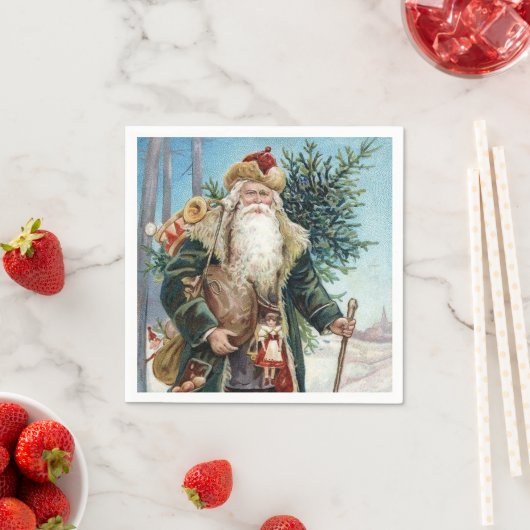 Vintager Weihnachtsmann 6 Serviette (Beispiel)