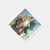 Vintager Weihnachtsmann 6 Serviette (Ecke)