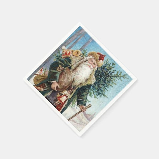Vintager Weihnachtsmann 6 Serviette (Ecke)