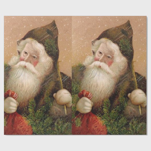 Vintager Weihnachtsmann 8 Geschenkpapier (Flach)