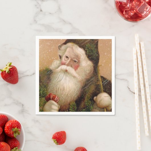 Vintager Weihnachtsmann 8 Serviette (Beispiel)