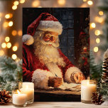 Vintager Weihnachtsmann am Schreibtisch Weihnachte Feiertagskarte<br><div class="desc">Genießen Sie die Faszination der Urlaubssaison mit unserer Vintagen Weihnachtskarte vom Weihnachtsmann am Schreibtisch! Diese bezaubernde Karte zeigt eine schön detaillierte Abbildung des Weihnachtsmannes an seinem Schreibtisch, schreibt Briefe bei Kerzenlicht, umgeben von festlichen Dekorationen. Ideal, um warme Urlaubsstimmung zu vermitteln, erinnert diese Karte an eine nostalgische und herzliche Atmosphäre. Im...</div>