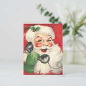Vintager Weihnachtsmann am Telefon Feiertagspostkarte (Stehend Vorderseite)