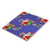Vintager Weihnachtsmann auf einer Candy Cane Illus Fliese (Seite)