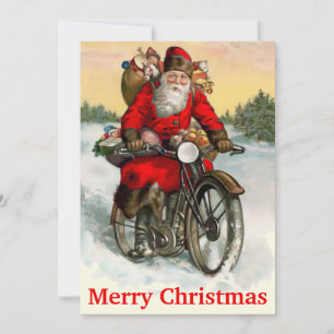 Vintager Weihnachtsmann auf Motorrad Weihnachten