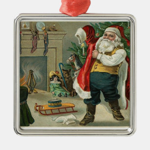Vintager Weihnachtsmann auf seinen Anzug Silbernes Ornament