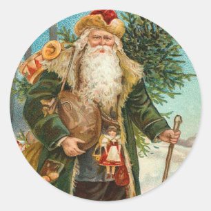 Vintager Weihnachtsmann-Aufkleber Runder Aufkleber