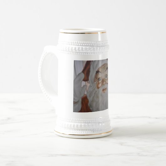 Vintager Weihnachtsmann Bierglas (Vorderseite Links)