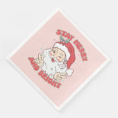 Vintager Weihnachtsmann Bleibe fröhliche und helle Serviette (Ecke)