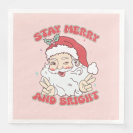 Vintager Weihnachtsmann Bleibe fröhliche und helle Serviette