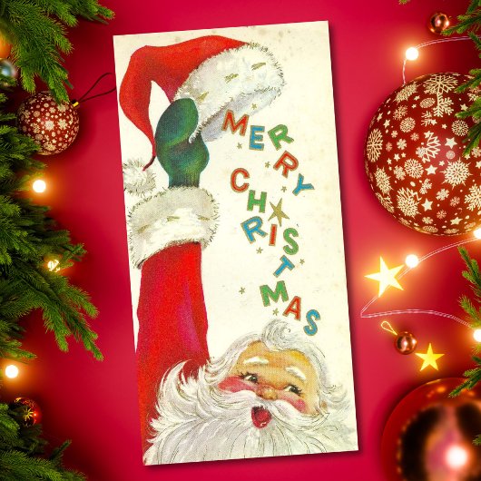 Vintager Weihnachtsmann bringt frohe Weihnachten a