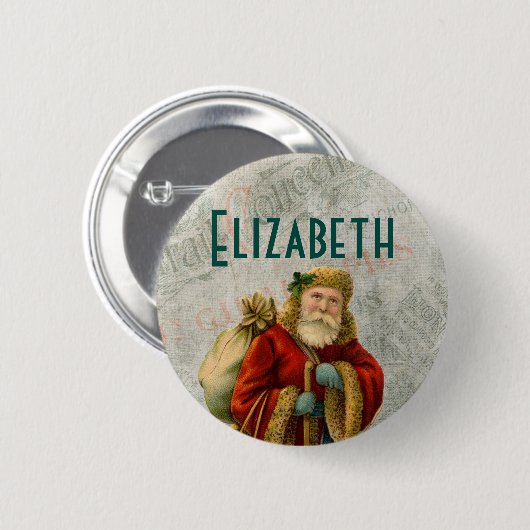 Vintager Weihnachtsmann Button (Vorne & Hinten)