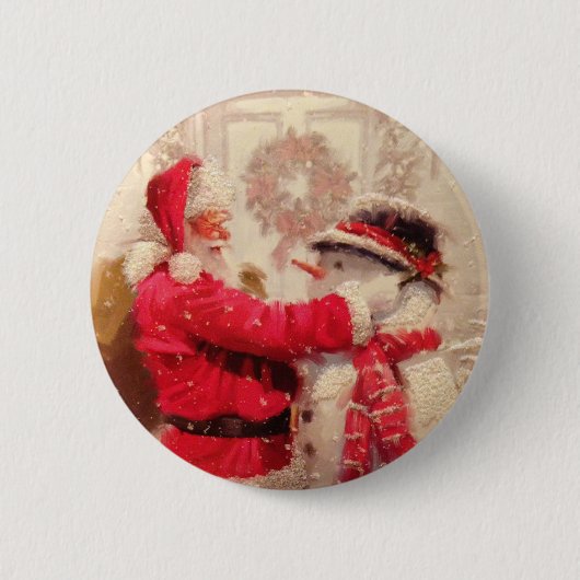 Vintager Weihnachtsmann Button (Vorderseite)