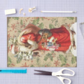 Vintager Weihnachtsmann Carry Toys Poinsettia Seidenpapier (Handwerk)