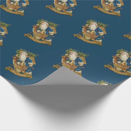 Vintager Weihnachtsmann Deer Classic Geschenkpapier (Ecke)
