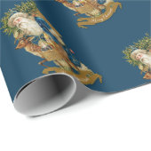 Vintager Weihnachtsmann Deer Classic Geschenkpapier (Rolleneckpunkt)