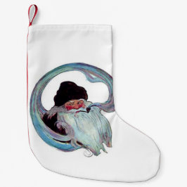 Vintager Weihnachtsmann, der ein Rohr raucht Kleiner Weihnachtsstrumpf