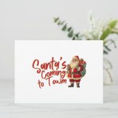 Vintager Weihnachtsmann: Der Weihnachtsmann kommt  Feiertagskarte (Stehend Vorderseite)