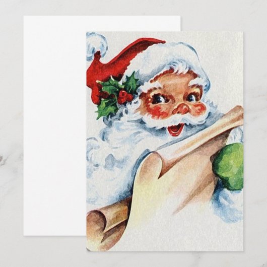 Vintager Weihnachtsmann Einladung (Vorne/Hinten)