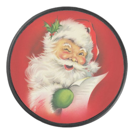 Vintager Weihnachtsmann Eishockey Puck (Vorderseite)