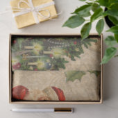 Vintager Weihnachtsmann, Engel, Holly & Music Coll Seidenpapier (Geschenk)