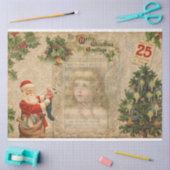 Vintager Weihnachtsmann, Engel, Holly & Music Coll Seidenpapier (Basteln)