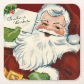 Vintager Weihnachtsmann erfüllt Weihnachtswünsche Rechteckiger Pappuntersetzer (Vorderseite)