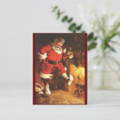 Vintager Weihnachtsmann-Erwärmung Feiertagspostkarte (Stehend Vorderseite)
