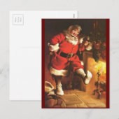 Vintager Weihnachtsmann-Erwärmung Feiertagspostkarte (Vorne/Hinten)