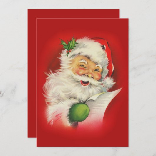 Vintager Weihnachtsmann Feiertagskarte (Vorne/Hinten)