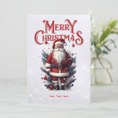 Vintager Weihnachtsmann Feiertagskarte (Stehend Vorderseite)