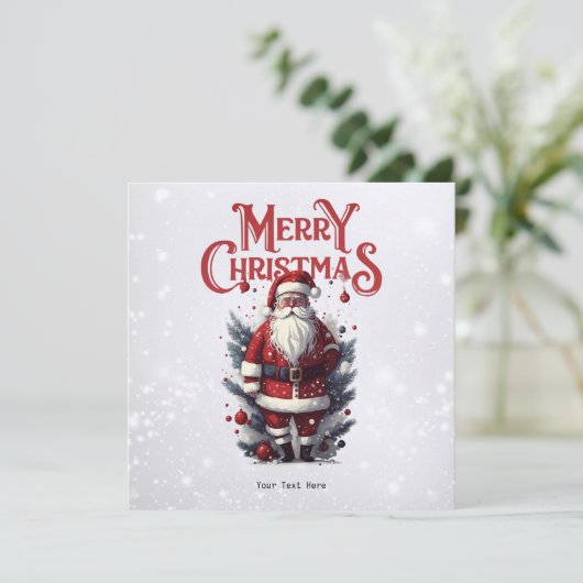 Vintager Weihnachtsmann Feiertagskarte (Stehend Vorderseite)