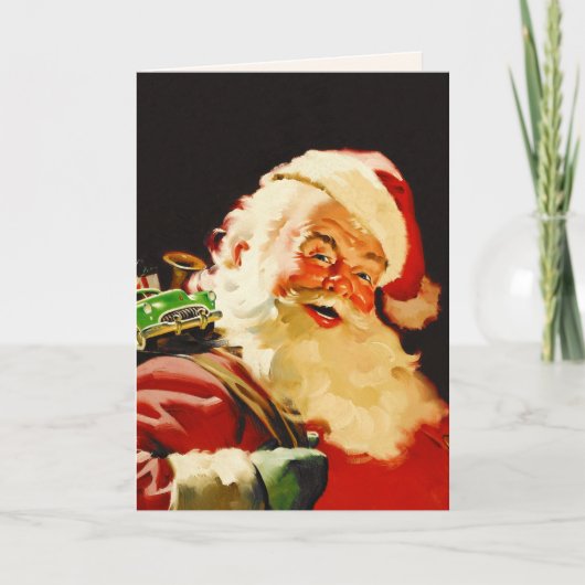Vintager Weihnachtsmann Feiertagskarte (Vorderseite)