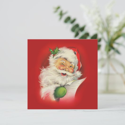 Vintager Weihnachtsmann Feiertagskarte (Stehend Vorderseite)