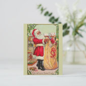 Vintager Weihnachtsmann Feiertagspostkarte (Stehend Vorderseite)