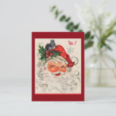 Vintager Weihnachtsmann Feiertagspostkarte (Stehend Vorderseite)
