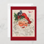 Vintager Weihnachtsmann Feiertagspostkarte (Vorne/Hinten)
