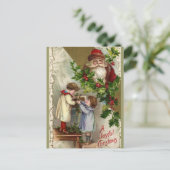 Vintager Weihnachtsmann Feiertagspostkarte (Stehend Vorderseite)