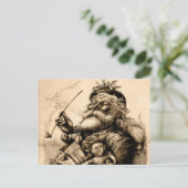 Vintager Weihnachtsmann Feiertagspostkarte (Stehend Vorderseite)