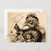 Vintager Weihnachtsmann Feiertagspostkarte (Vorne/Hinten)