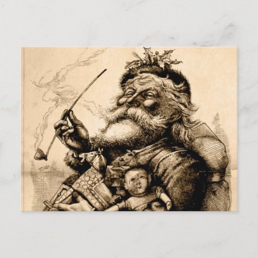 Vintager Weihnachtsmann Feiertagspostkarte (Vorderseite)