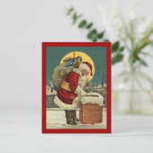 Vintager Weihnachtsmann Feiertagspostkarte (Stehend Vorderseite)