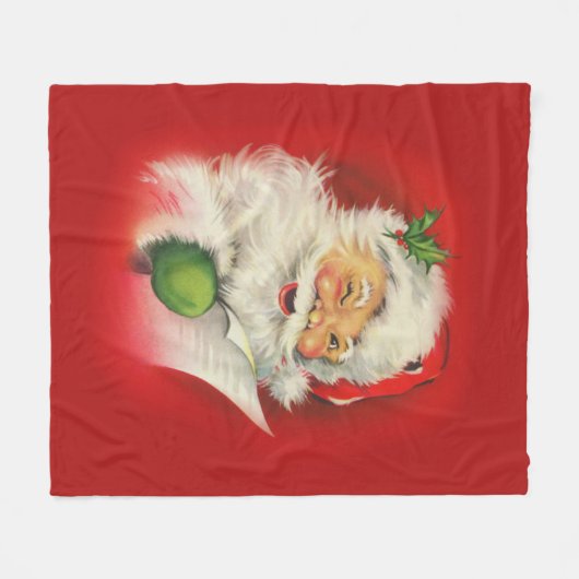 Vintager Weihnachtsmann Fleecedecke (Vorderseite (Horizontal))