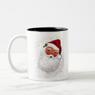 Vintager Weihnachtsmann froh Weihnachtsjolly Gesic Zweifarbige Tasse