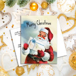 Vintager Weihnachtsmann frohe Weihnachten<br><div class="desc">Vintager Weihnachtsmann "Frohe Weihnachten" Postkarte. Personalisiert auf der Rückseite mit eigener Nachricht.</div>