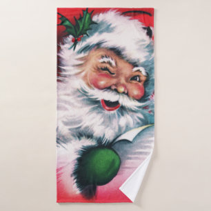Vintager Weihnachtsmann, frohe Weihnachten, glück Badehandtuch
