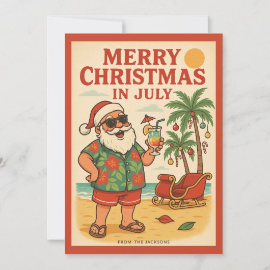 Vintager Weihnachtsmann frohe Weihnachten im Juli (Vorderseite)
